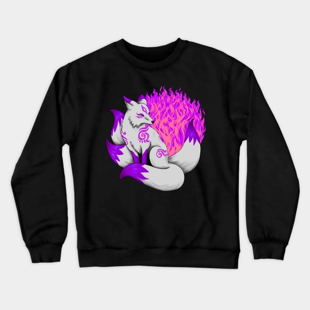 Purple Kitsune Fox Crewneck Sweatshirt by Lady Lilac